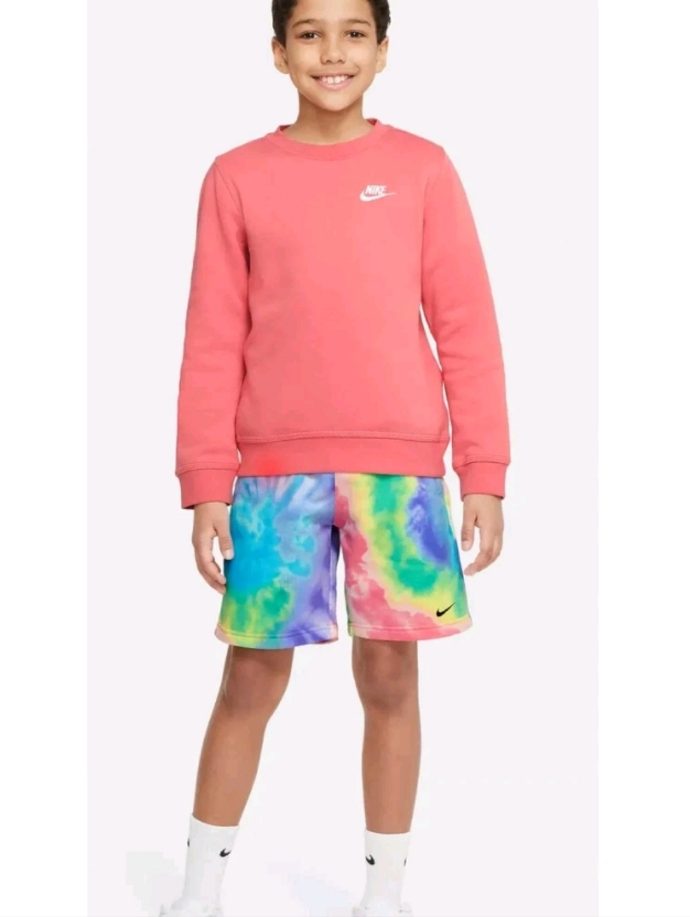 Nike Sportswear Club Fleece Big Kids' Tie-Dye Shorts Size Medium - Picture 10 of 10